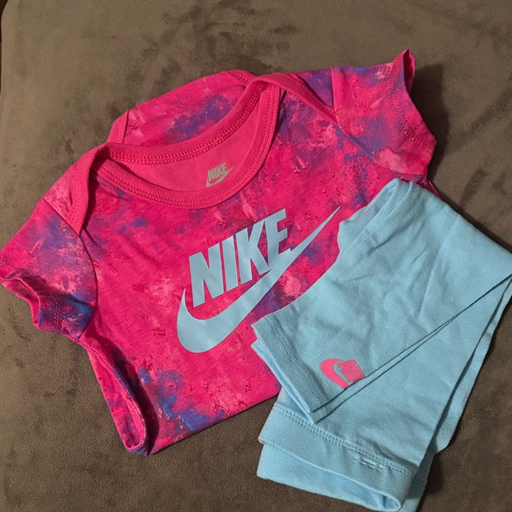 Nike Pink and Light Blue Tie-Dye Baby Bodysuit Set
